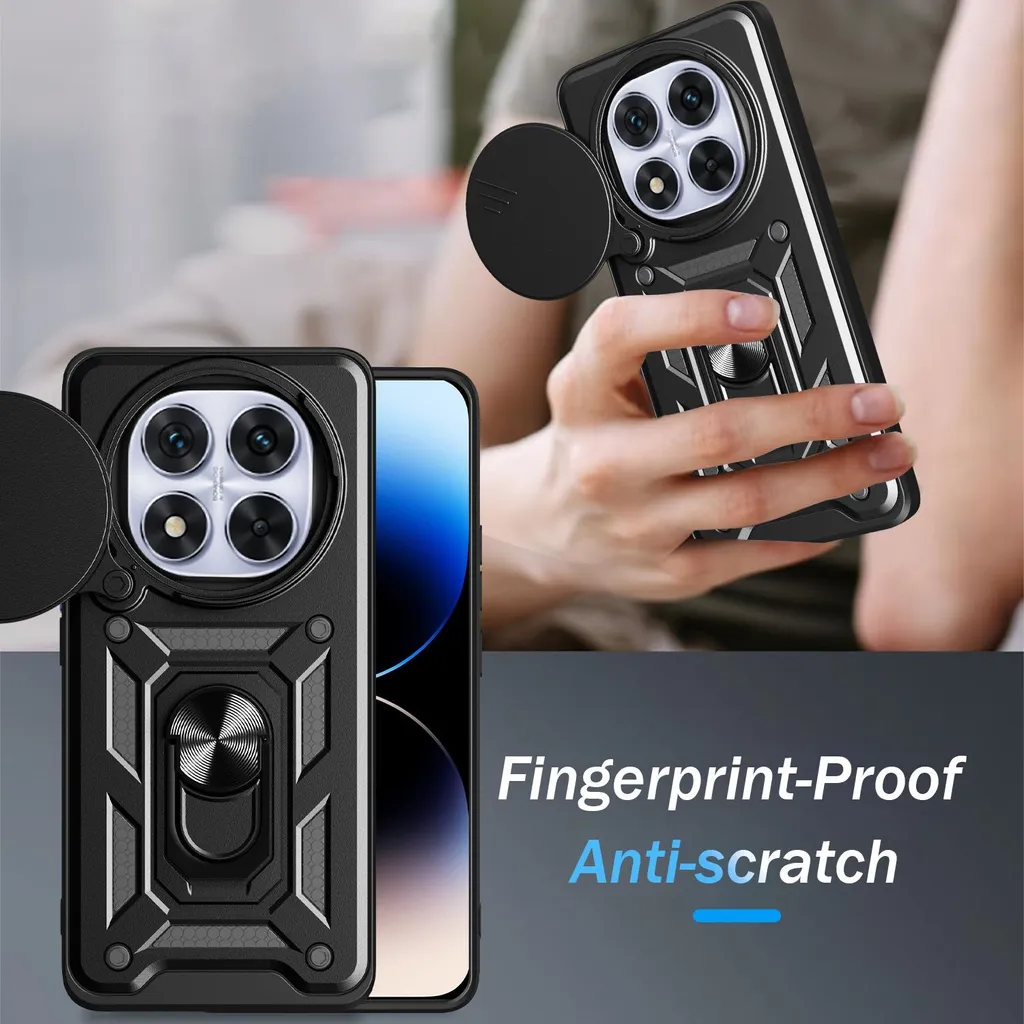 Cover XYZ Per Xiaomi Redmi Note 14 Pro 5G: Custodia Lussuosa Con Anello Cuore E Cordino, Viola - 3