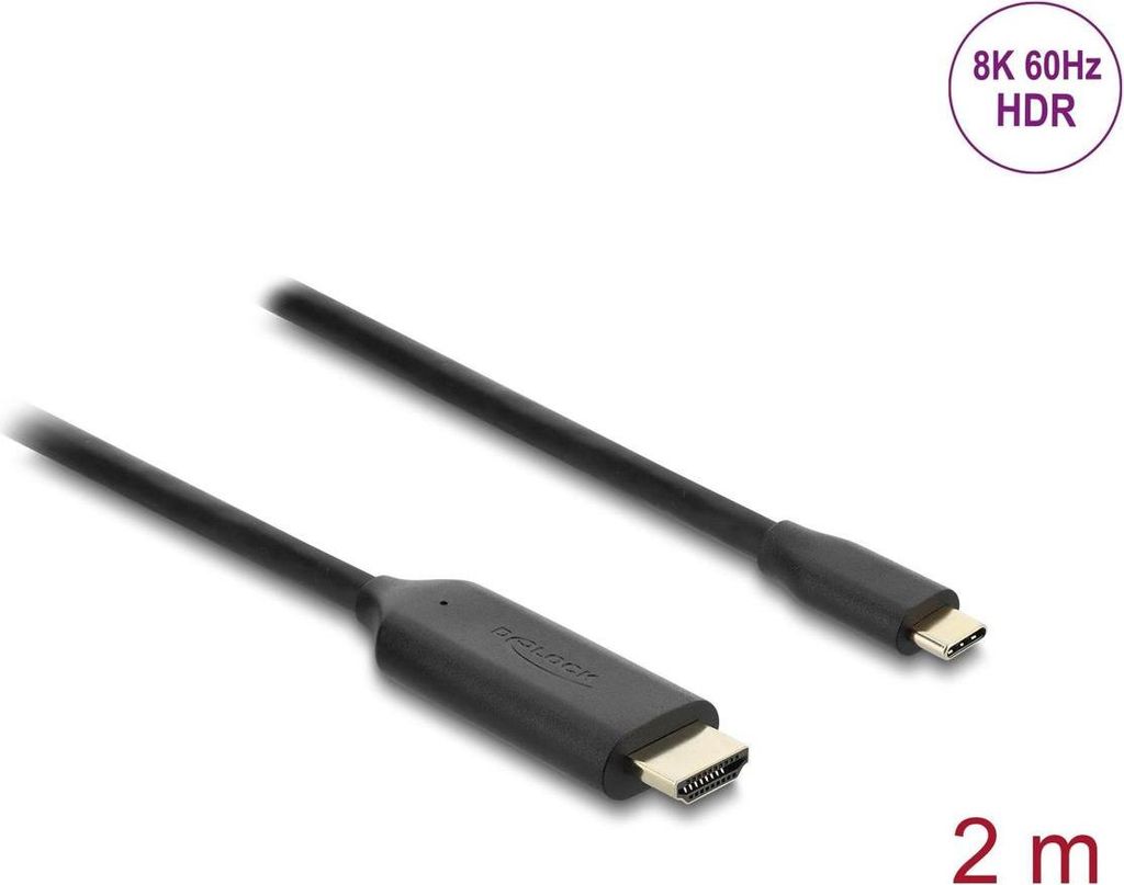 Delock USB Type-C zu HDMI Kabel (DP Alt Mode) 8K 60 Hz mit 2 m schwarz