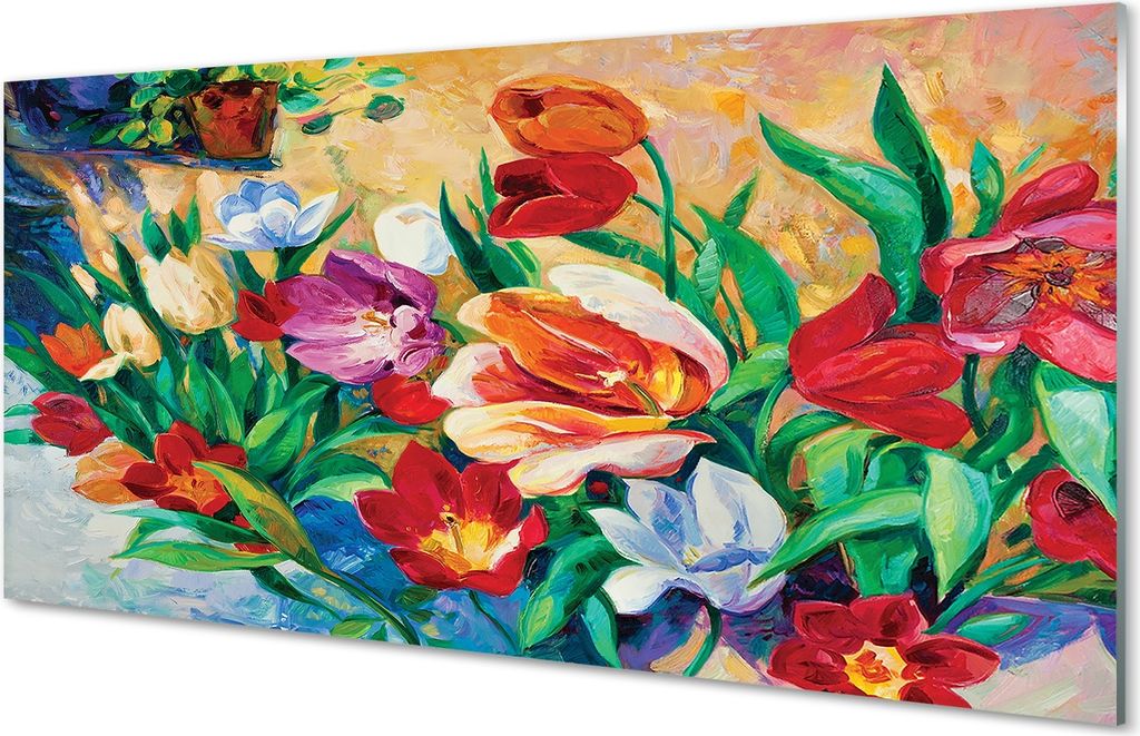 Glasbilder 140x70 Wandkunst Blumen