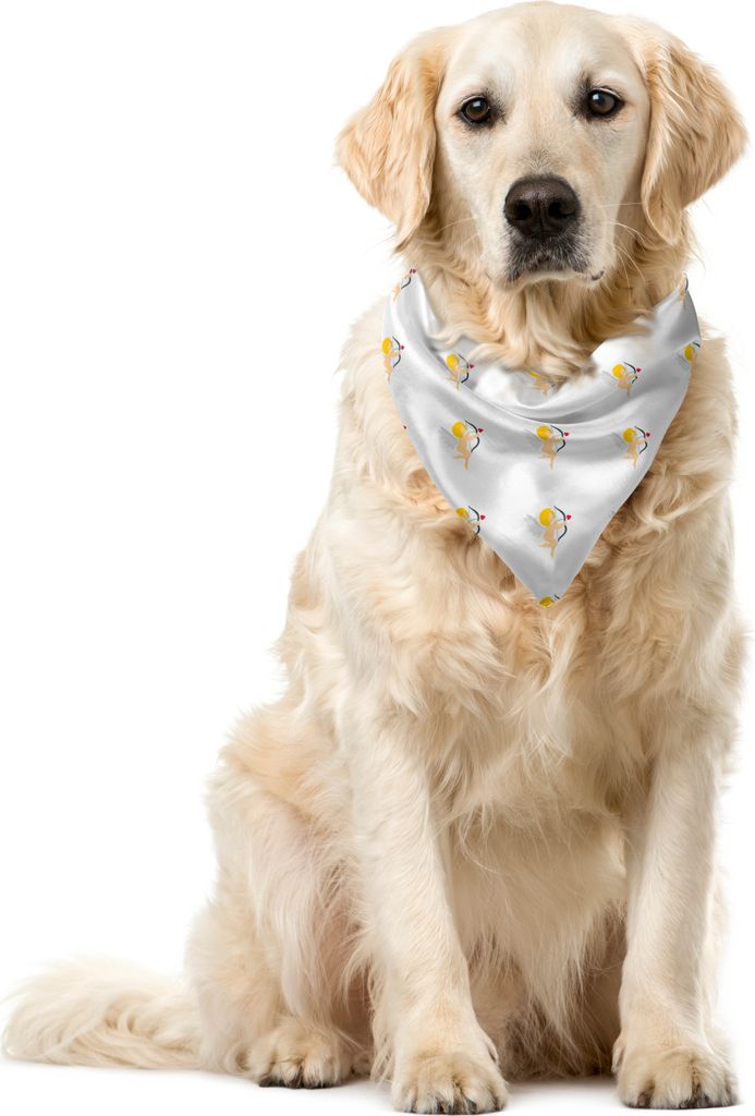 ABAKUHAUS Engel Haustier Bandana, Amor Amour Liebe Pfeil, 40x40 cm, Peach Erde Gelb Weiß