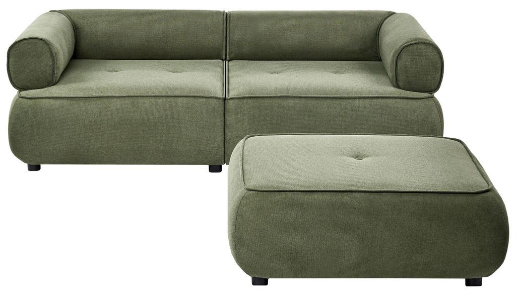 BELIANI 3-Sitzer Sofa mit Ottomane Grün Stoff Modernes Design Gepolstert für Wohnzimmer Couch Stoffsofa Polstersofa