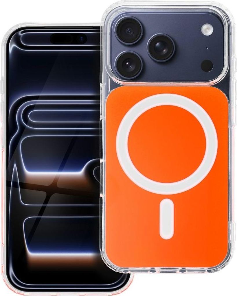 Case passend für iPhone 15 PRO MAX Clear Fusion Mag Cover kompatibel mit MagSafe hermes orange