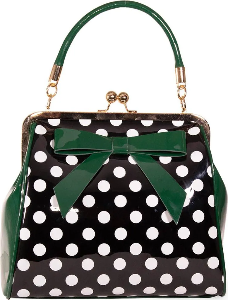 Sac à main vintage vert à pois pour femme - Modèle American Polka