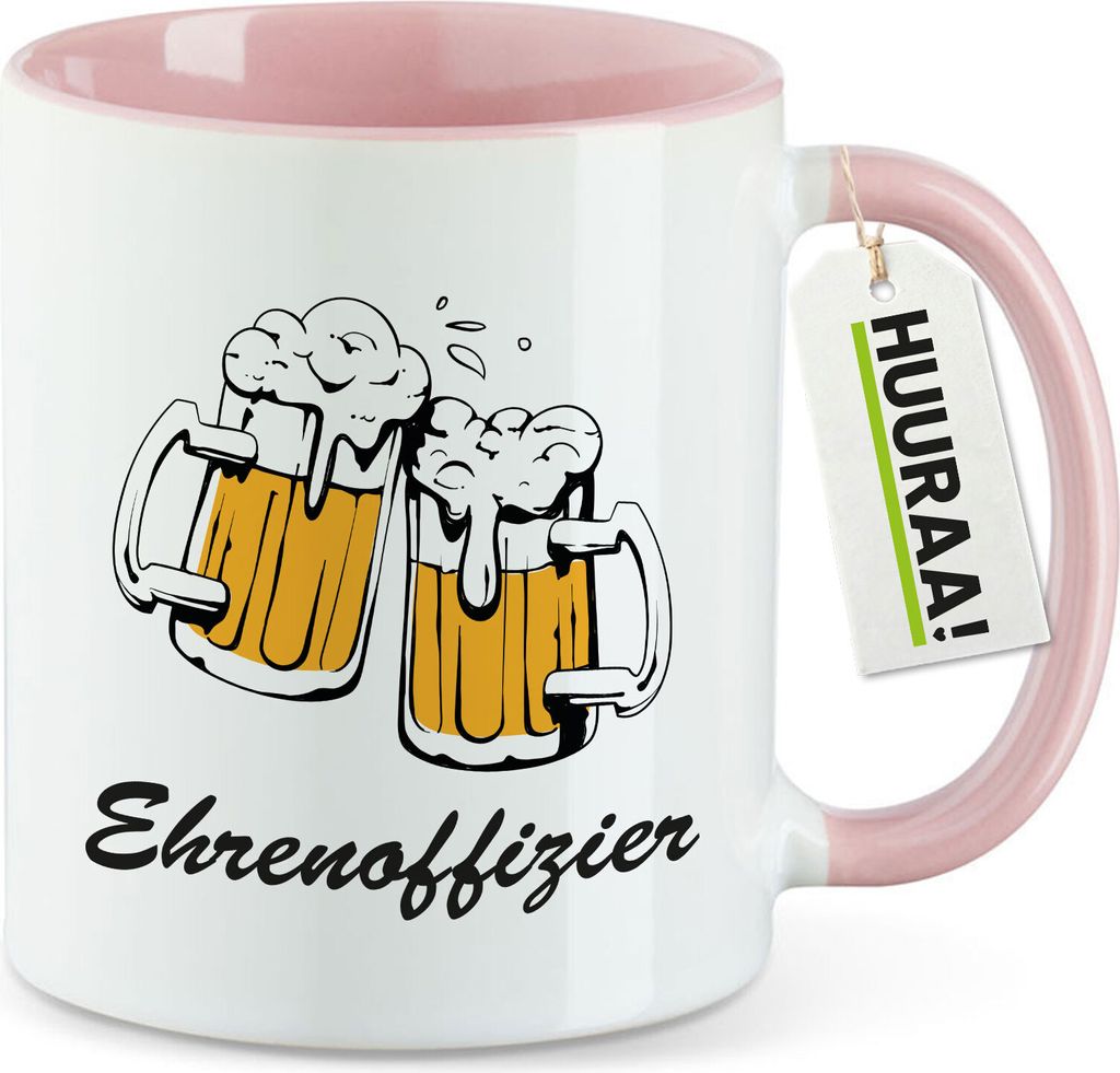 Huuraa Kaffeetasse Ehrenoffizier Schützenfest 330ml Rosa Keramik Kaffeebecher Geschenkidee