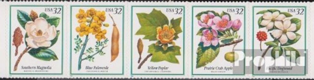 Briefmarken USA 1998 Mi 2938-2942 Fünferstreifen (kompl.Ausg.) postfrisch Blüten von Bäumen