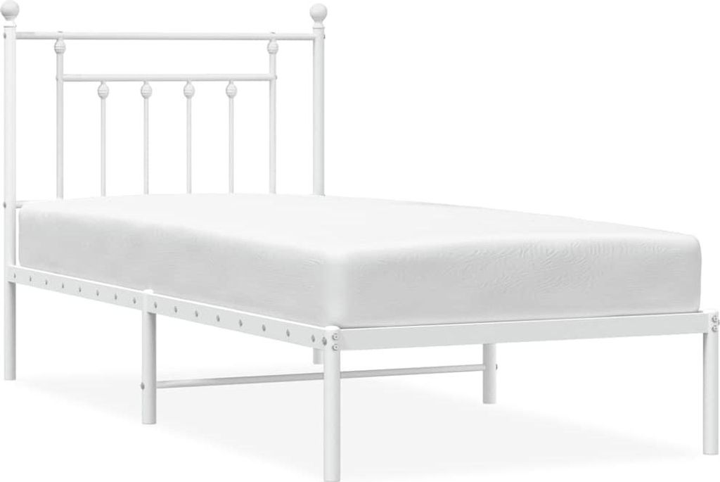 vidaXL Bettgestell mit Kopfteil Metall Weiß 90x200 cm