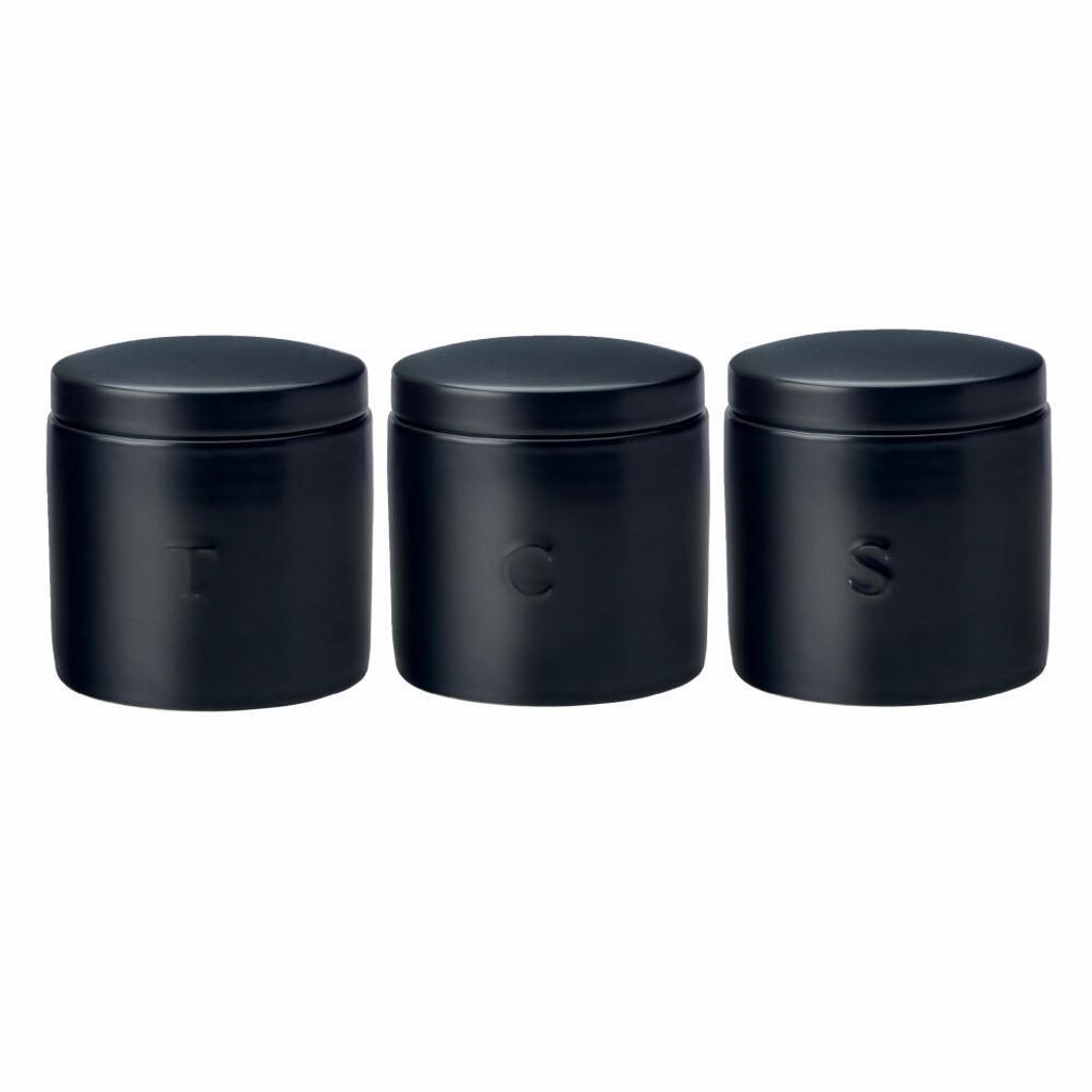 EPICURIOUS Vorratsdosen-Set 3-teilig, Schwarz, Porzellan, Produktbild 