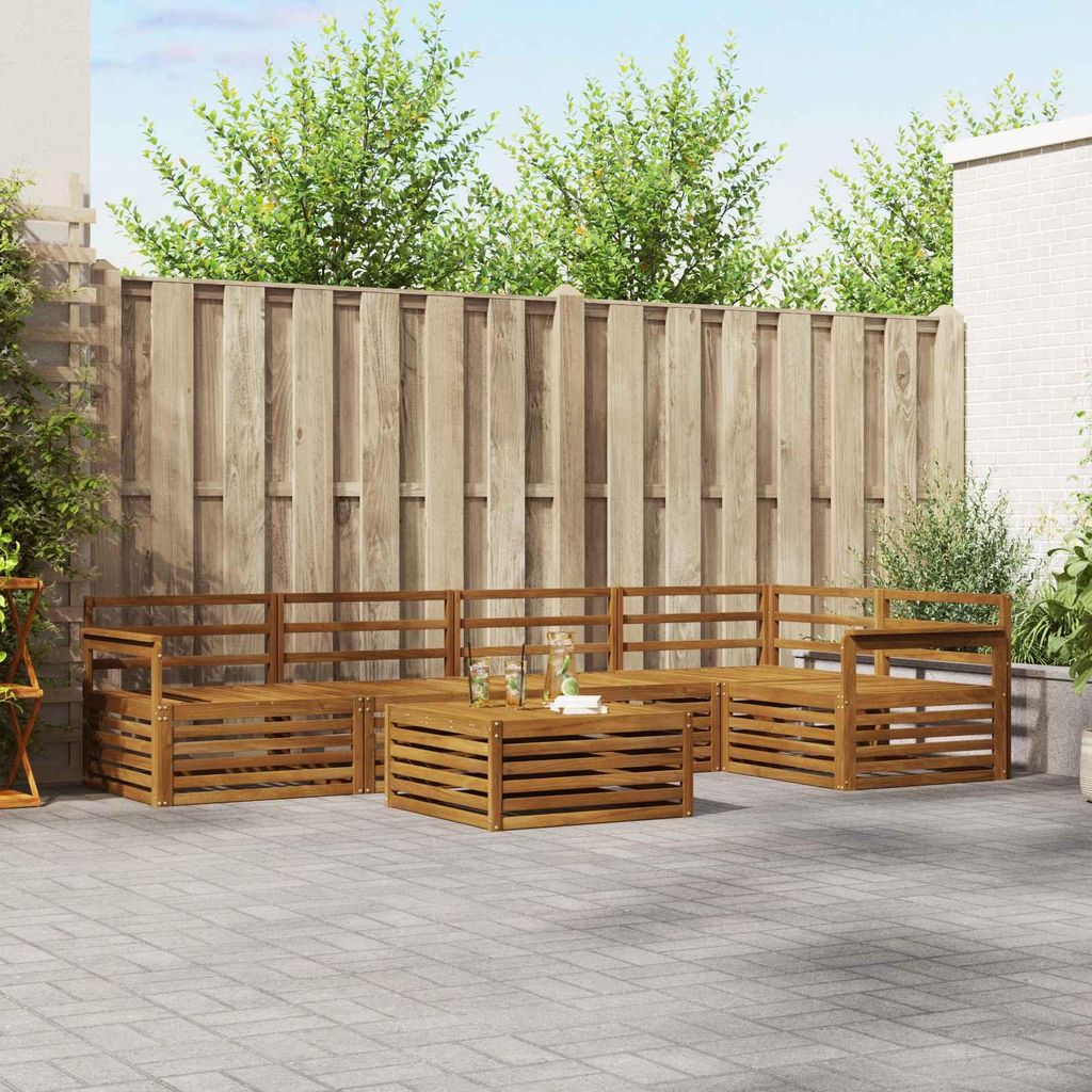"SALE 2026"Outdoor-Sofagarnitur - CLORIS - Balkonmöbe/Sitzgruppe - 6 pcs - Moderne Design - Natur Massivholz Akazie - Gartensofas NeuMöbel828908