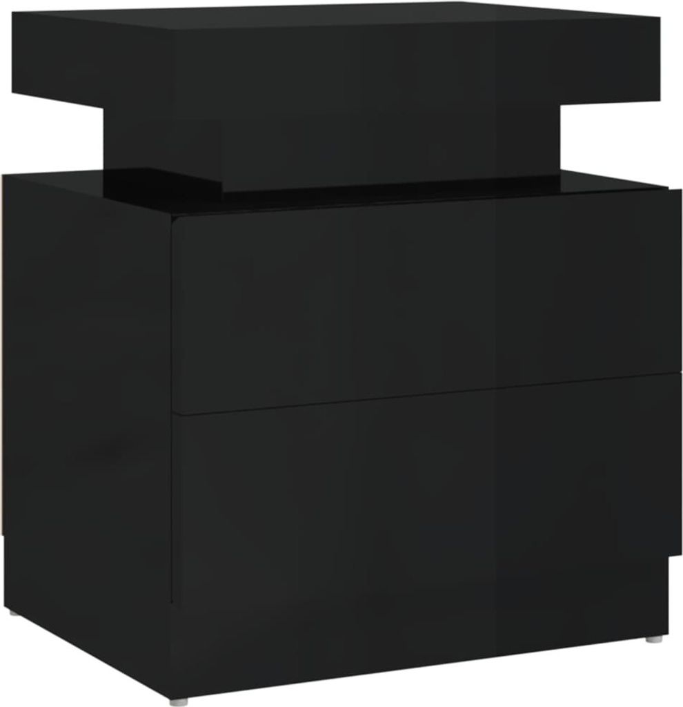 "SALE 2026"Nachtschrank - Nachttisch - Beistelltisch für Schlafzimmer - Hochglanz-Schwarz 45x35x52 cm Holzwerkstoff - Nachttische & -schränke DE8...