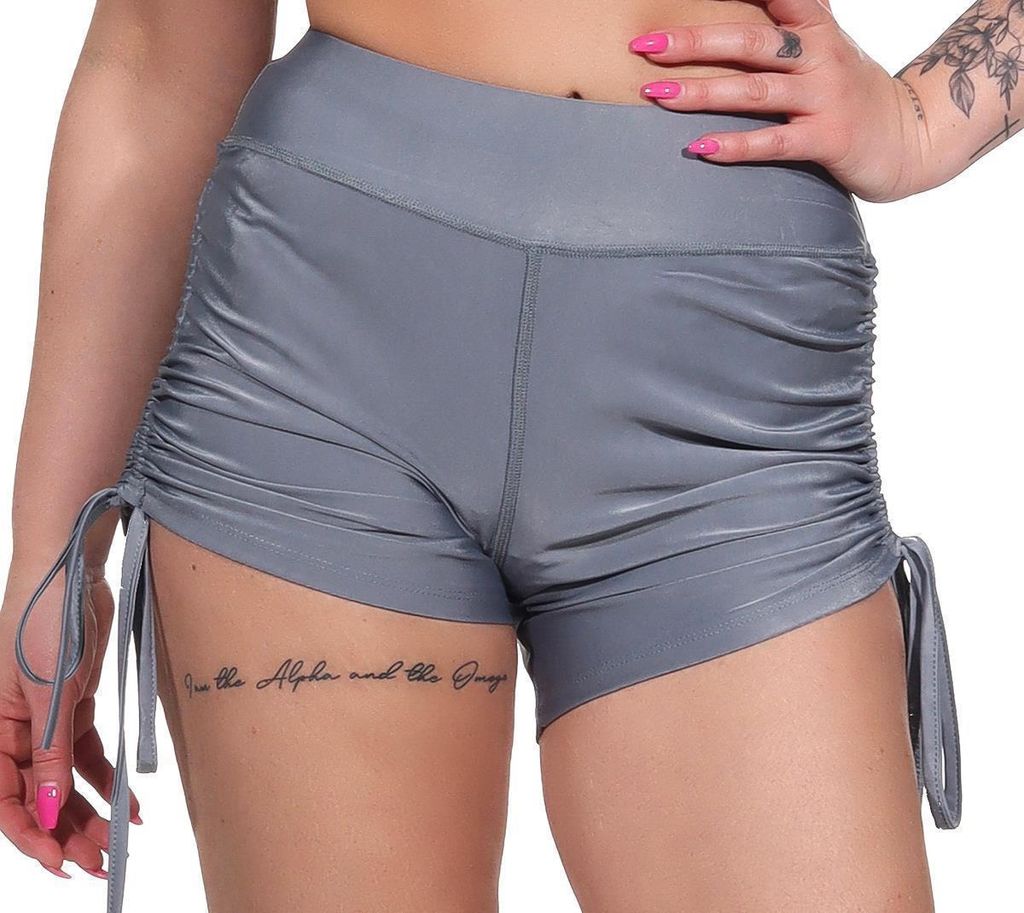 Damen Sport Shorts Hotpants kurz Radler Fitness; Grau M/L