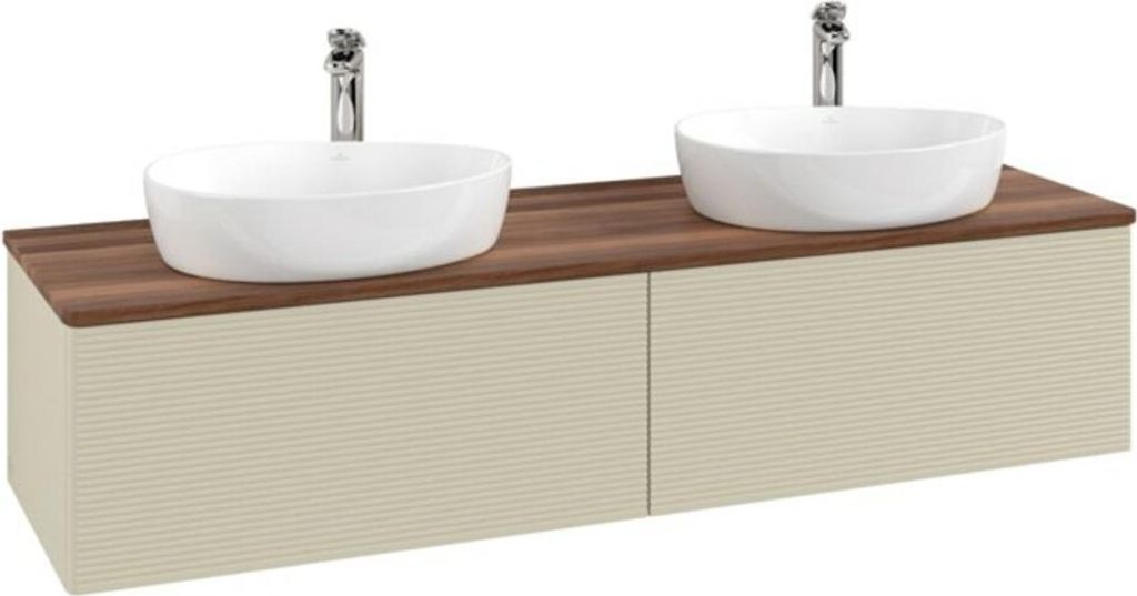 V&B Waschtischunterschrank mit Frontstruktur, mit Beleuchtung Antao 160x50cm, HL, WBP w. wal, si Gr m Lac