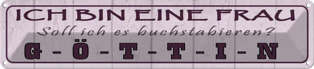 vianmo Blechschild 10x46 cm ich bin eine Frau Göttin Spruch Zitat
