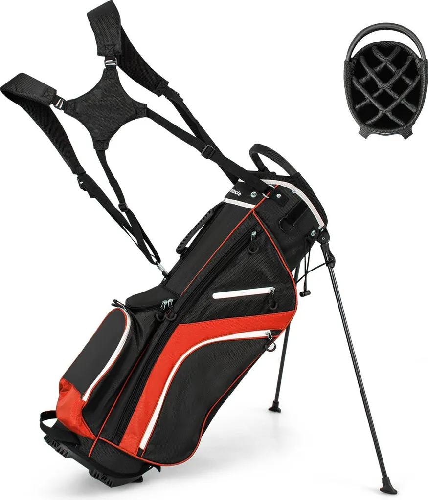 Sac de golf COSTWAY chariot 14 compartiments pour hommes et femmes rouge