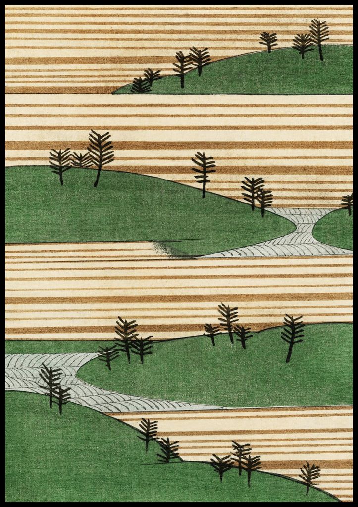 Plakat 70x100cm Landschaft, Bijutsukai Japanisch Vintage für das Wohnzimmer