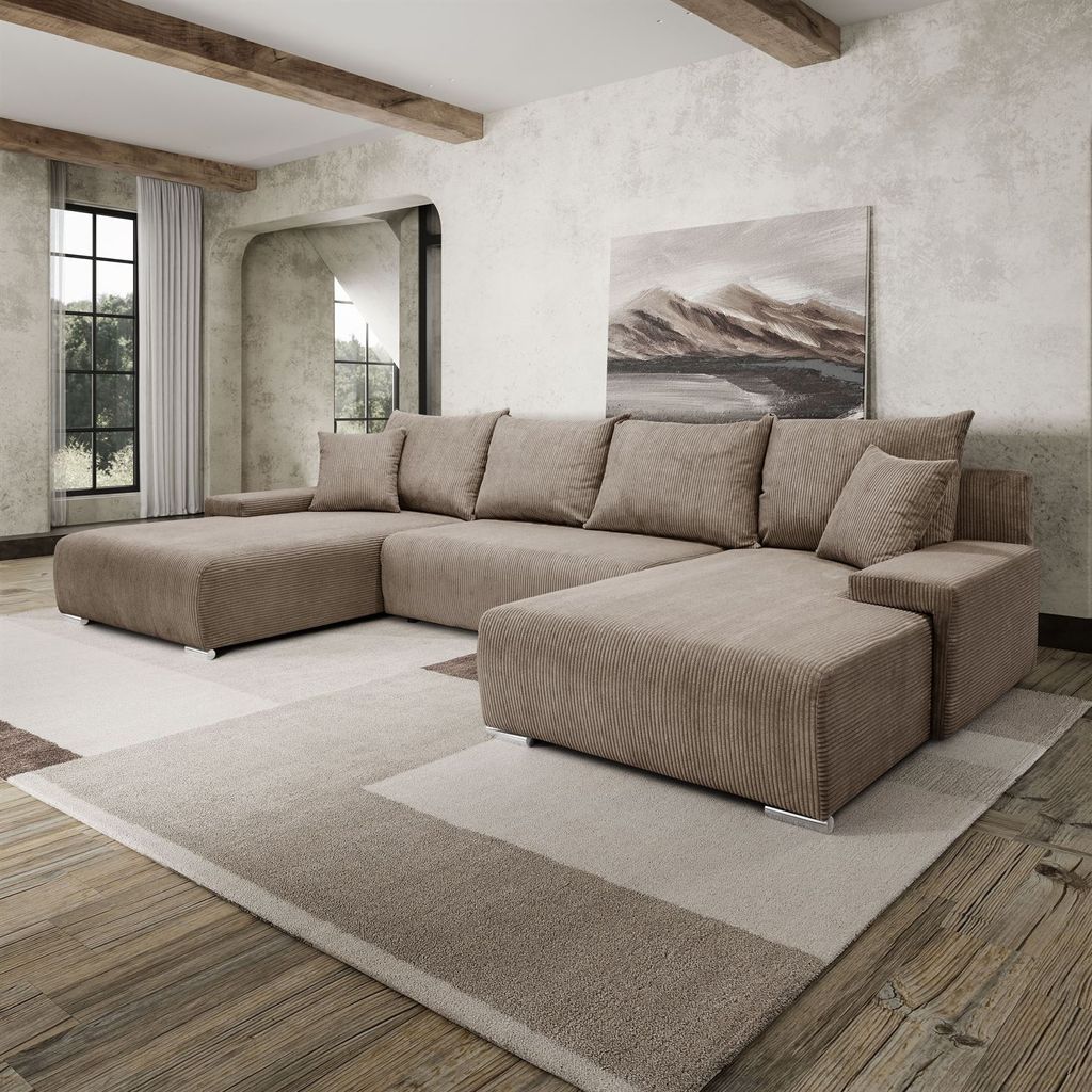 FurMeb24 ECKSOFA LAVANO U-form 348 x 188 cm BEIGE - mit Produktbild 