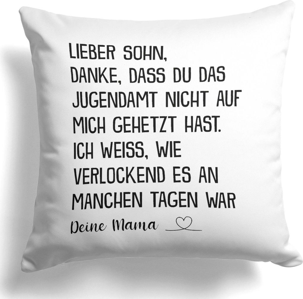 22Feels Sohn Geschenk von Mama Jungs 18. Geburtstag Weihnachten Abitur Matura Kissen Uni Abschluss Bachelor Master Firmung Konfirmation Kinder Deko...