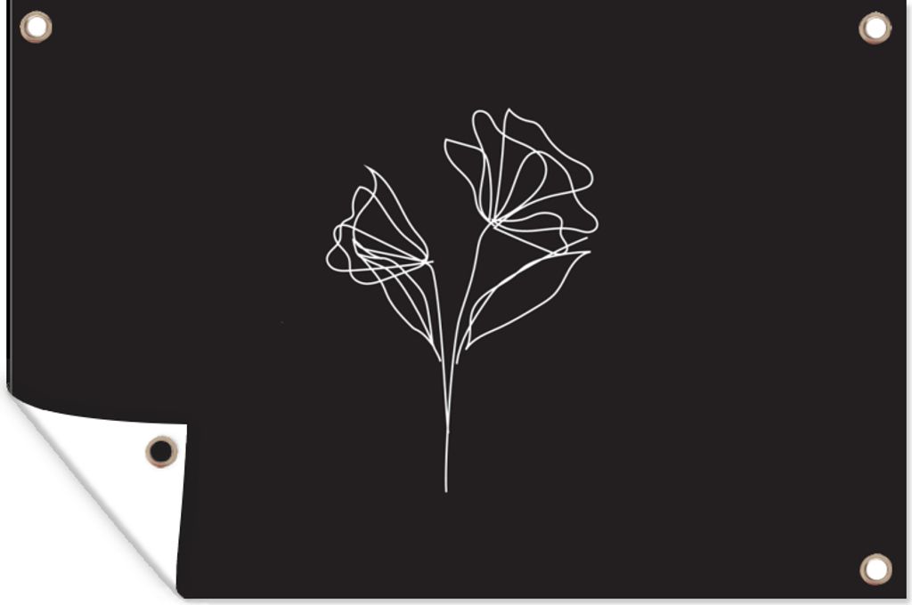 MuchoWow 90x60 cm Outdoor-Poster Gartendeko Sichtschutz Garten Poster für den Garten Blumen - Mohn - Schwarz - Weiß
