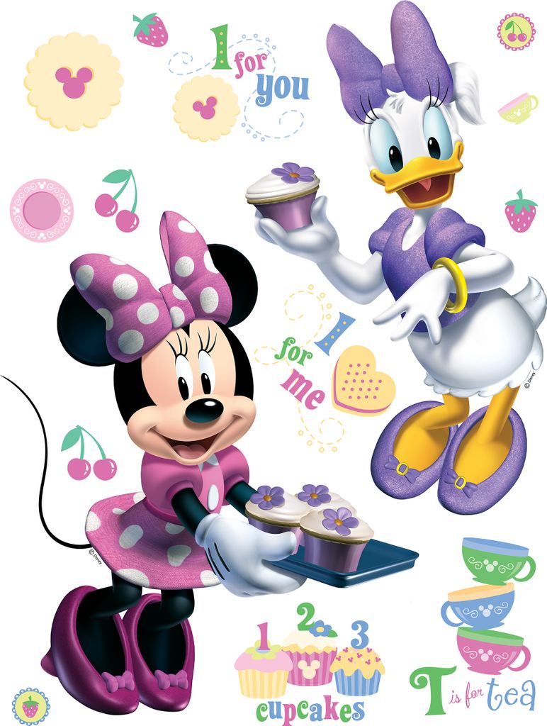 Disney Wandtattoo Minnie Maus & Daisy Duck Rosa und Lila - 600184 - 65 x 85 cm