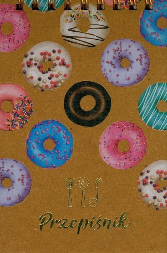 Rezeptbuch Słodko mi mit Spiralbindung, Vergoldung, Küchenmaße Umrechnung und buntem Muster
