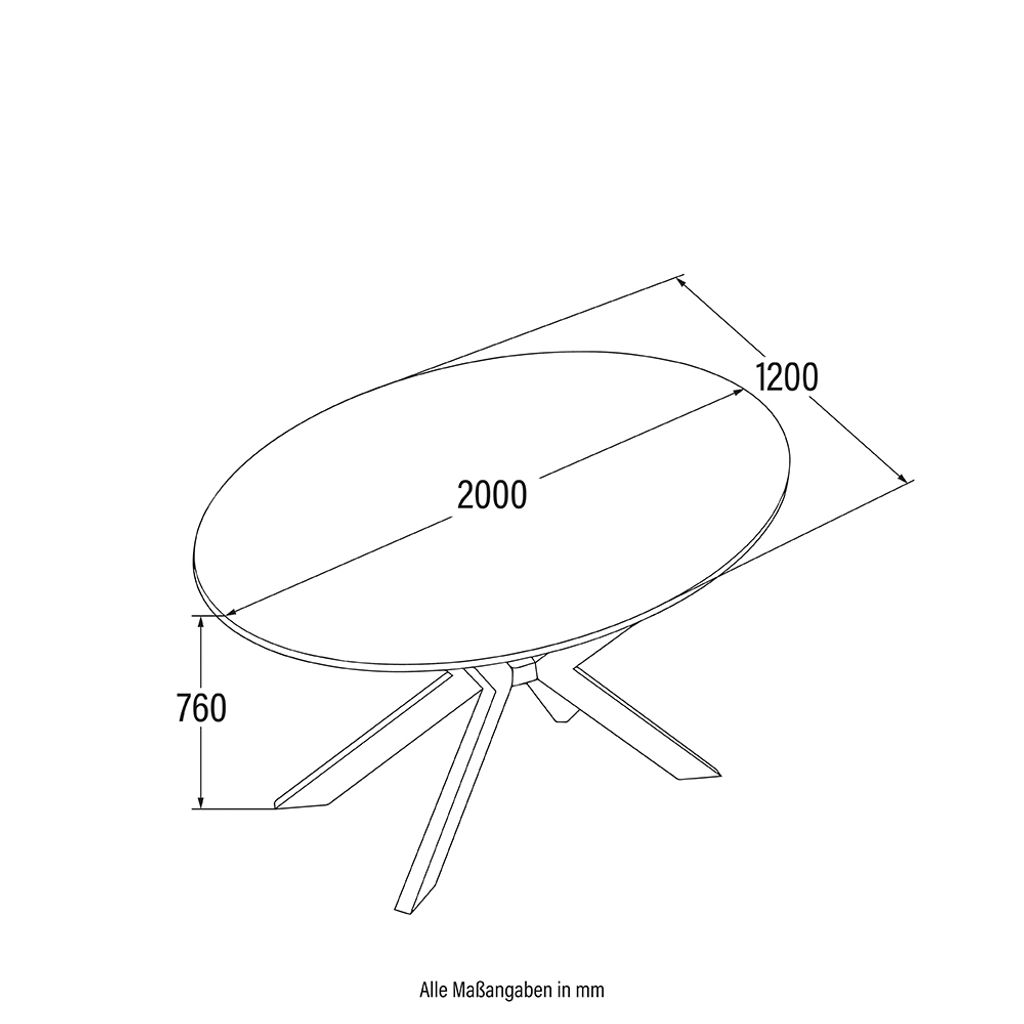 HOME DELUXE Esstisch Oval AVENTIS inkl. Sternfuß - 200 x Produktbild 8