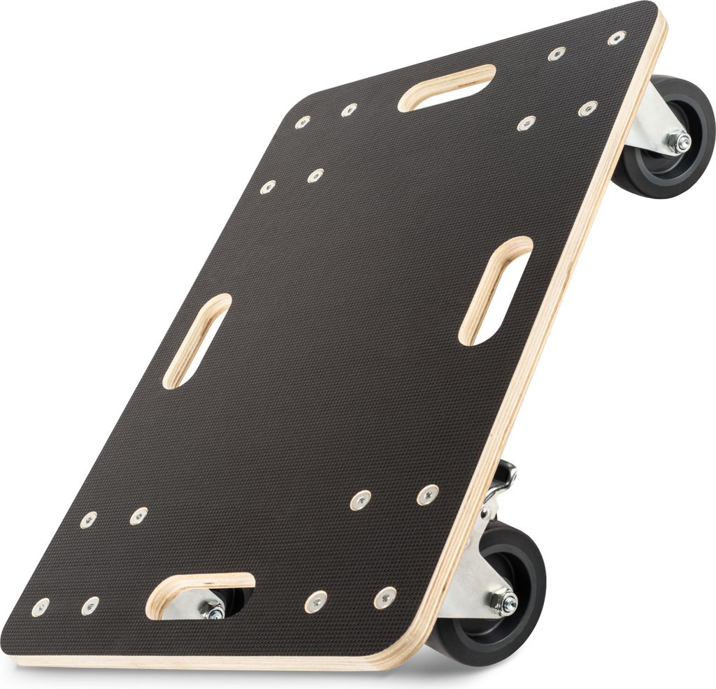 OVITEC Rollbrett Schwerlast | Extra leise Rollen | 400kg Belastung | mit 2 Festell-Bremsen und Tragegriffen | Hochwertiges Holz | Transportroller |...