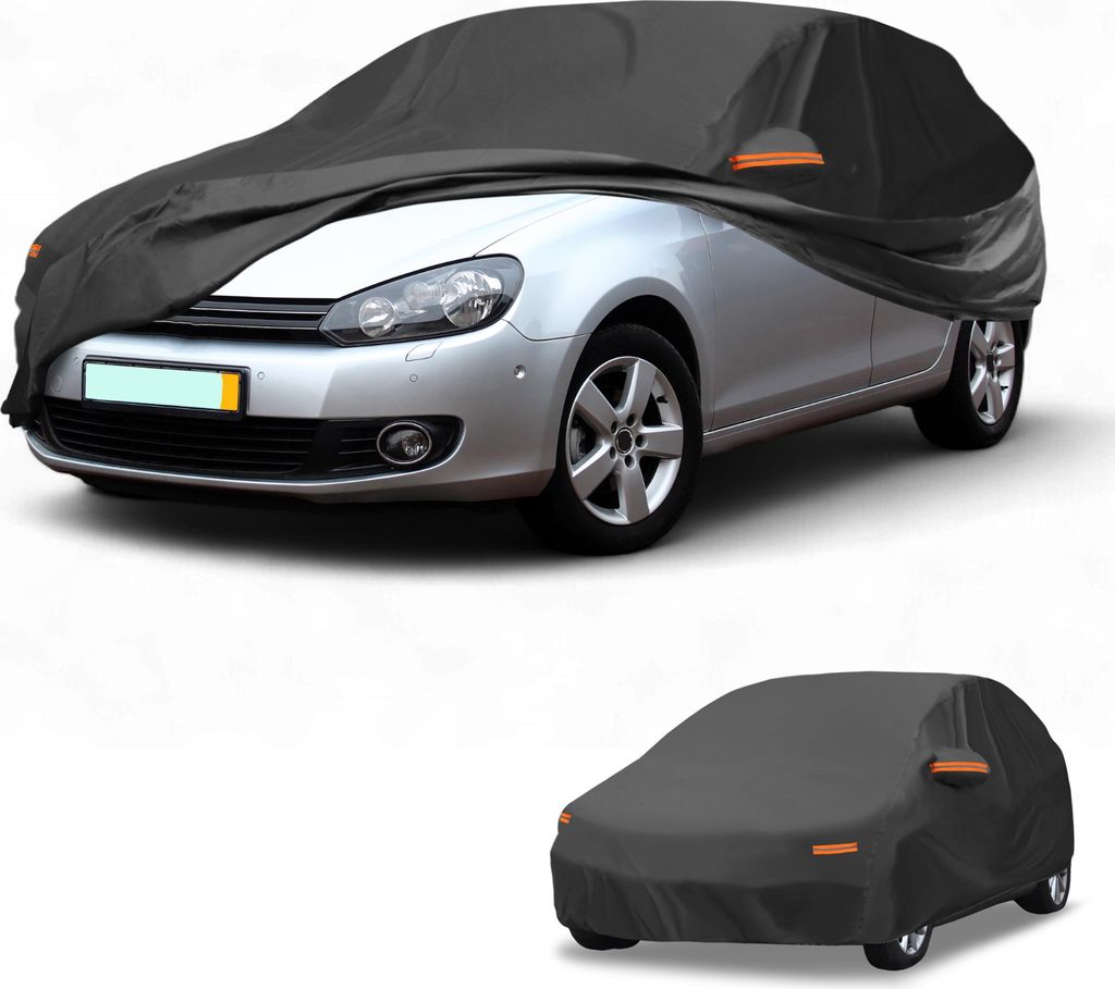 Autoabdeckung Wasserdicht Alle Wetter Sonne Regen Schutz Vollst?ndige Au?enabdeckung fš¹r Volkswagen Golf 2003-2022 210D-PU Schwarz mit Reflektie...