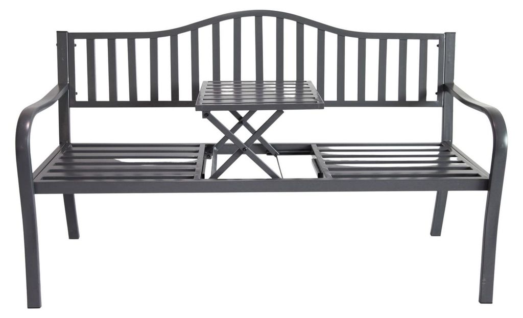 Metall-Gartenbank mit integriertem Klapptisch 3-Sitzer Produktbild 