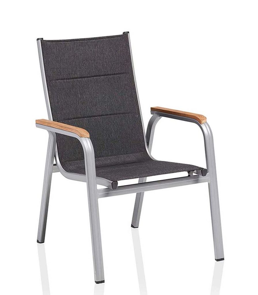 Kettler Stapelsessel GRANADA PADDED, Aluminium Silber / Outdoorgewebe Anthrazit - Auslaufartikel / Einzelstück