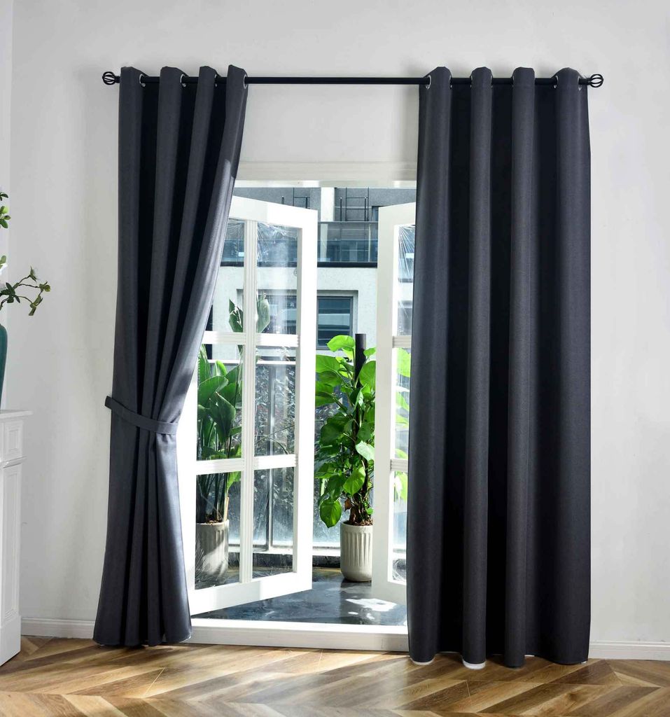 2er Set Verdunkelungsvorhänge Ösen Raffhalter HxB 245x145 cm Dunkelgrau 100% Verdunkelung Blackout »München Dark« Dreischichtige Bindung Fisch...