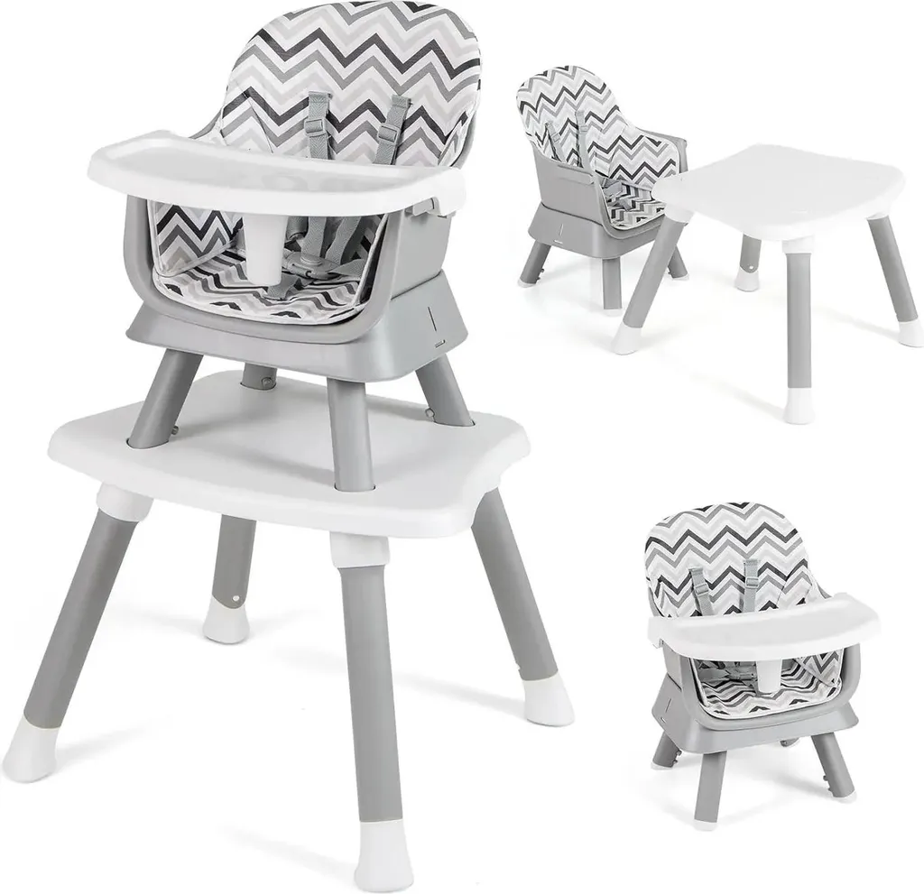 Chaise haute repas bébé convertible 6 en 1, réglable et facile à laver