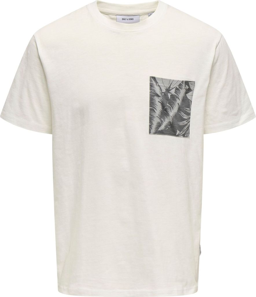 ONLY & SONS Rundhals T-Shirt mit Brust-Tasche Tropical Print Größe: S