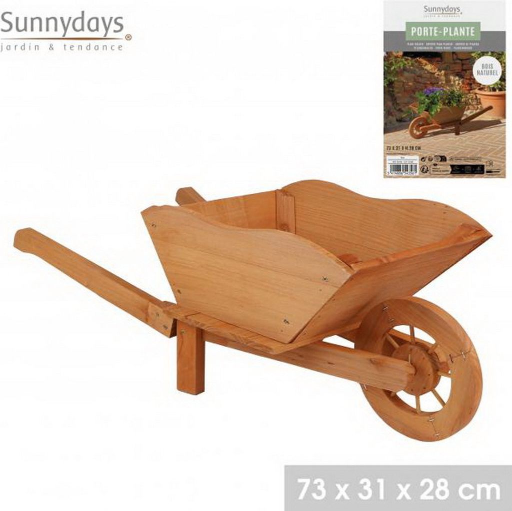 Sunnydays Holz-Schubkarre Deko-Pflanzkasten 73 x 31 x 28(H) cm 54356