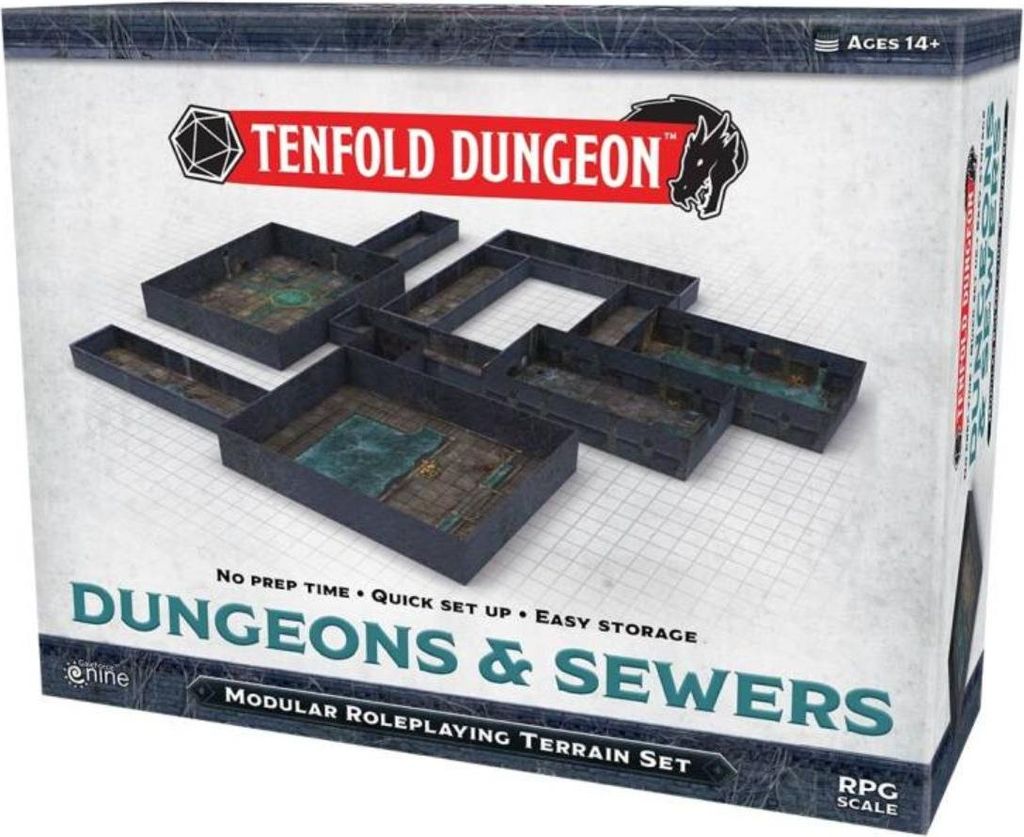 Tenfold Dungeon Sewers Spielbrett Kanalisation-Level für Rollenspiele & 5e-Abenteuer mit Abenteuer 'Der Balg unter uns'