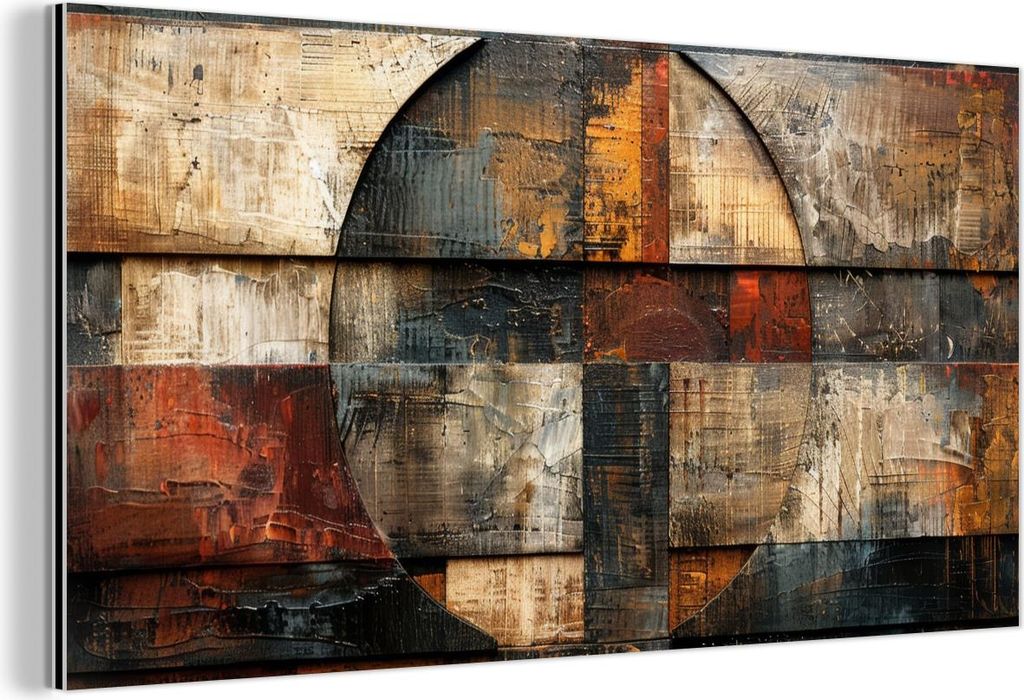 MuchoWow Wanddekoration Metall Metallbild Wandkunst 40x20 cm Kunst - Braun - Abstrakt - Holzmotiv MuchoWow Aluminium Gemälde - Bild - Aluminium