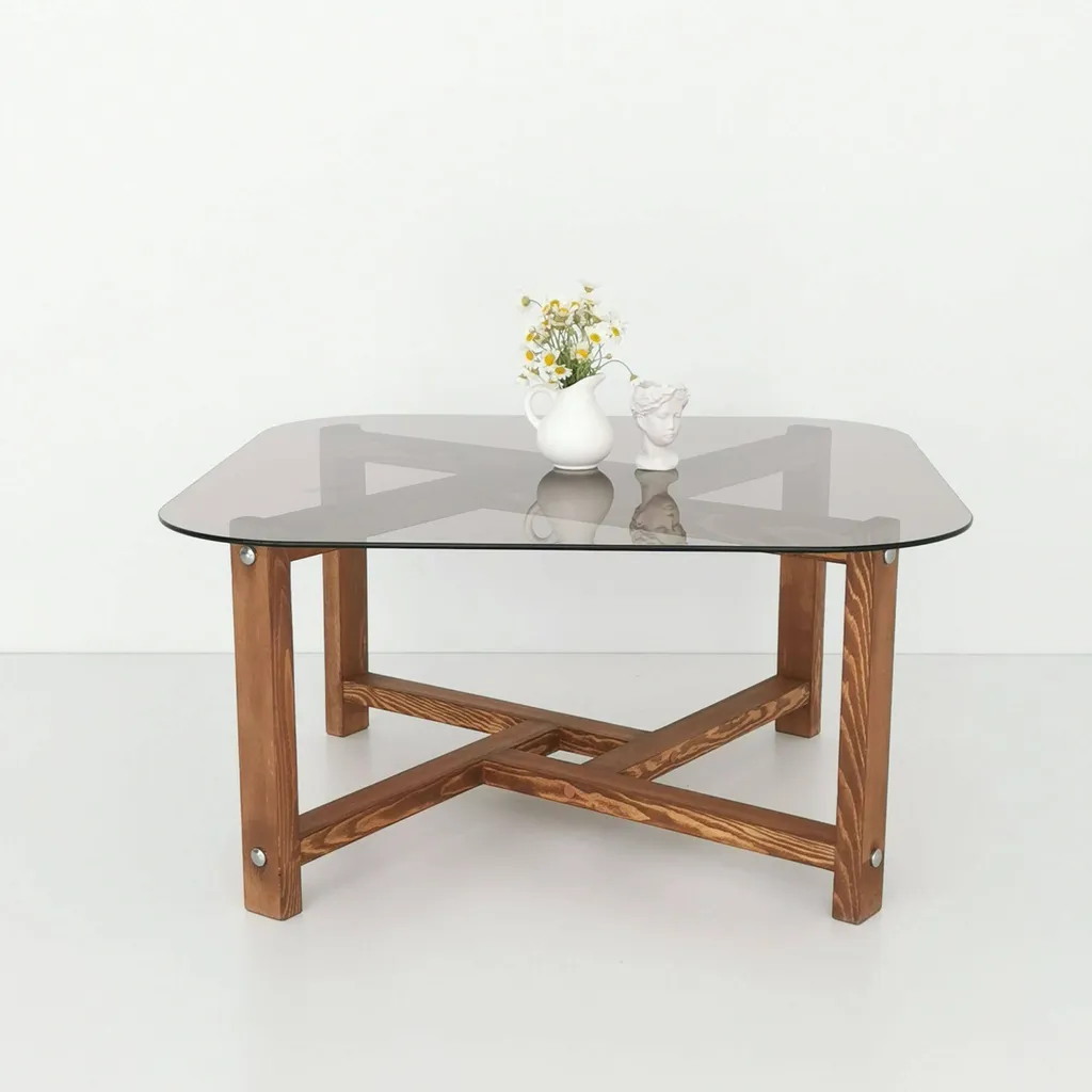 Table basse Aurano 80cm Chêne brun Robuste avec Porte-revues Discret - 4