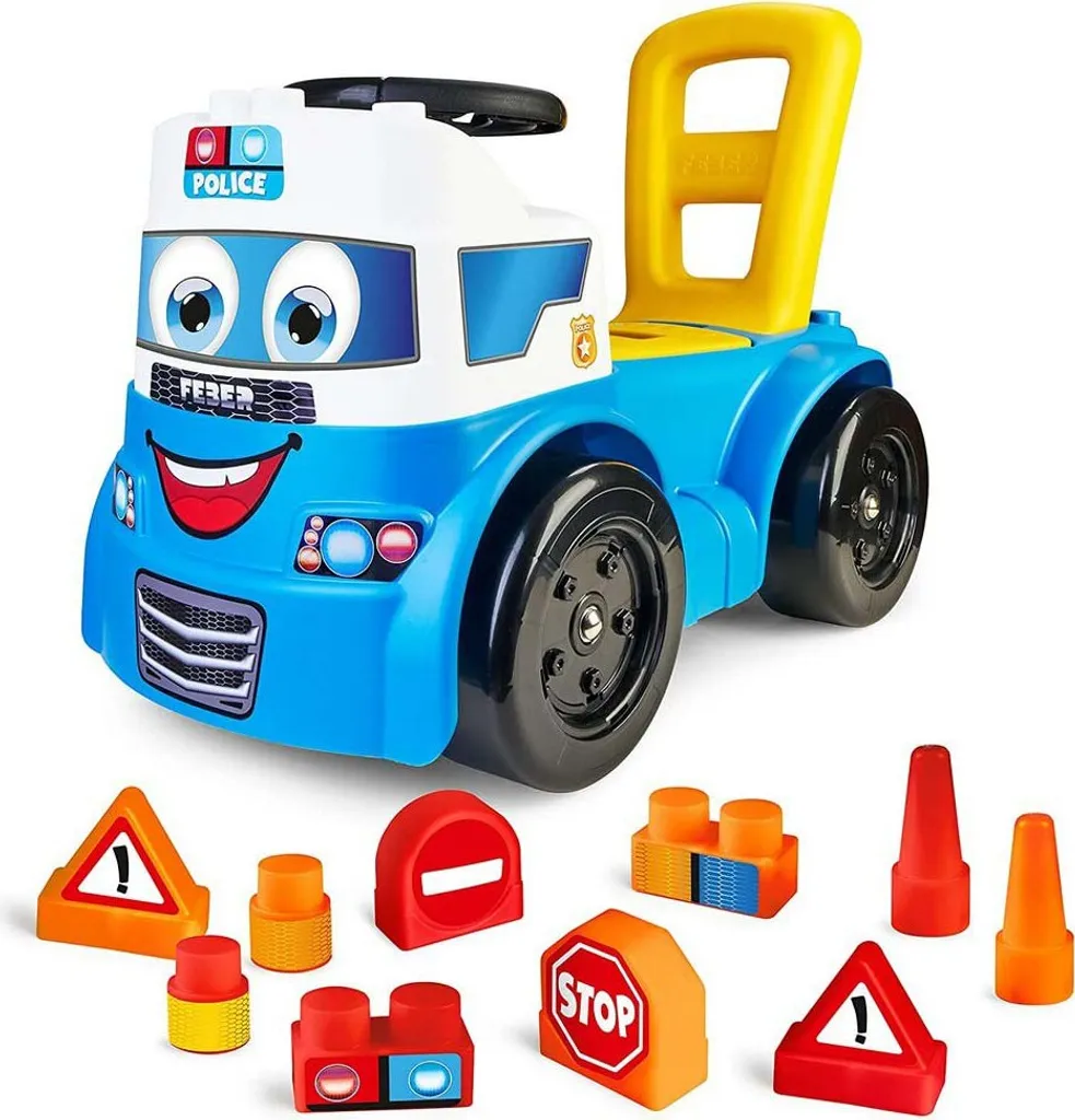 Moto Électrique Enfant Feber Motoblocks Police - Véhicule Porteur Bleu 6V