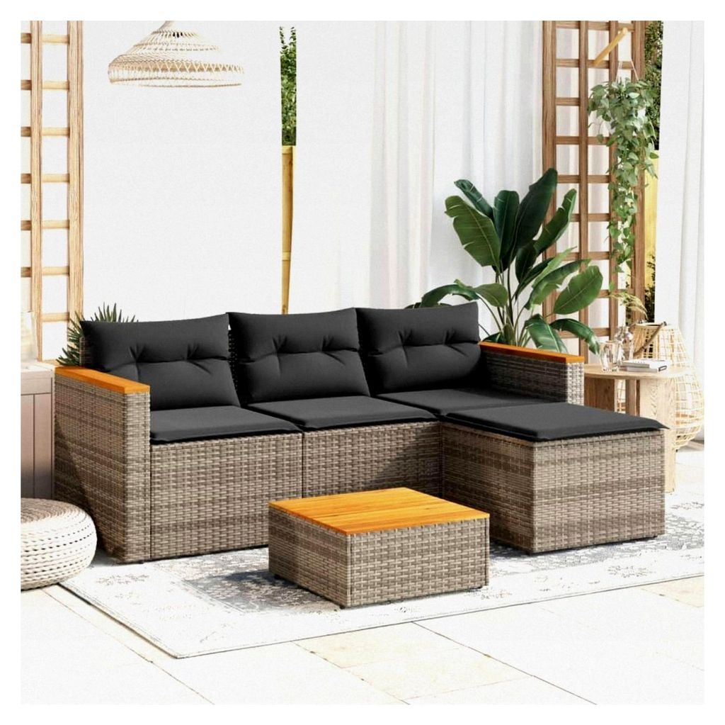 Rattan Gartenmöbel Set Balkon Lounge L-Form