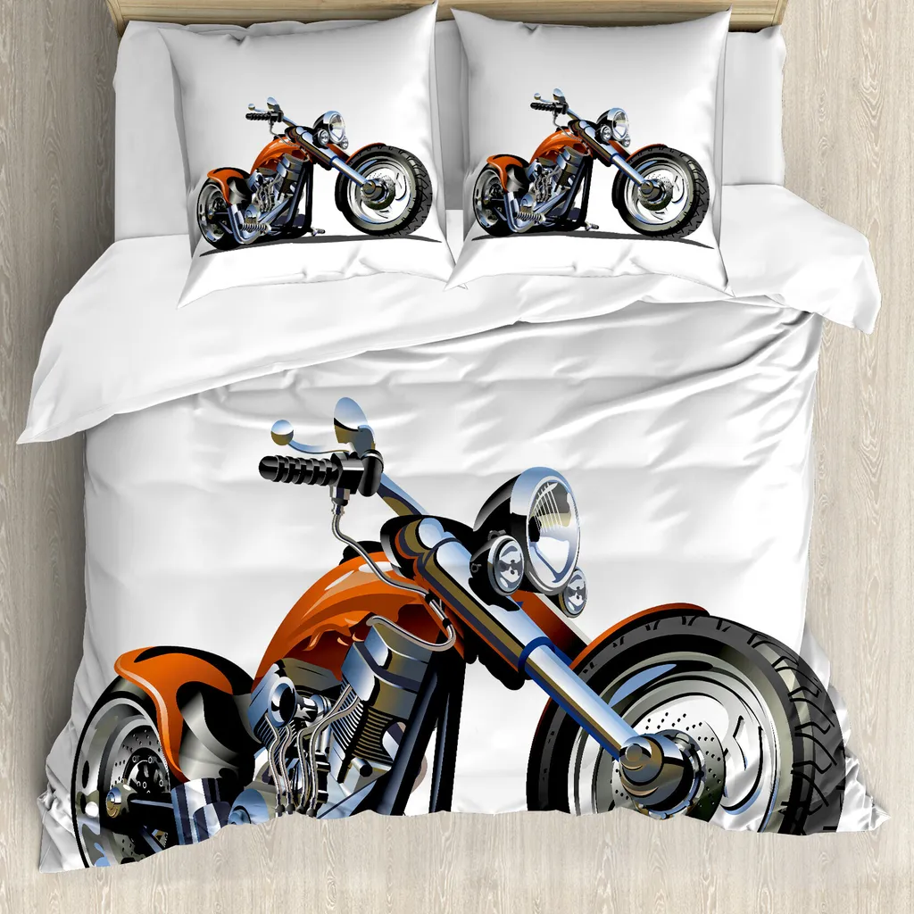 Set Letto Moto Antiacaro ABAKUHAUS 200x200 Arancione/Nero