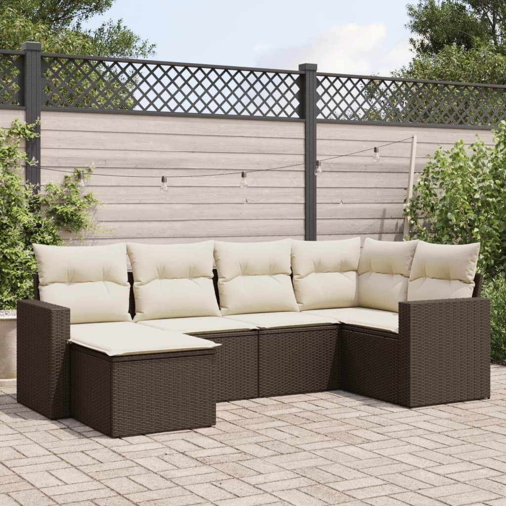 Maison Exclusive - 6-tlg. Garten-Sofagarnitur mit Kissen Braun Poly Rattan