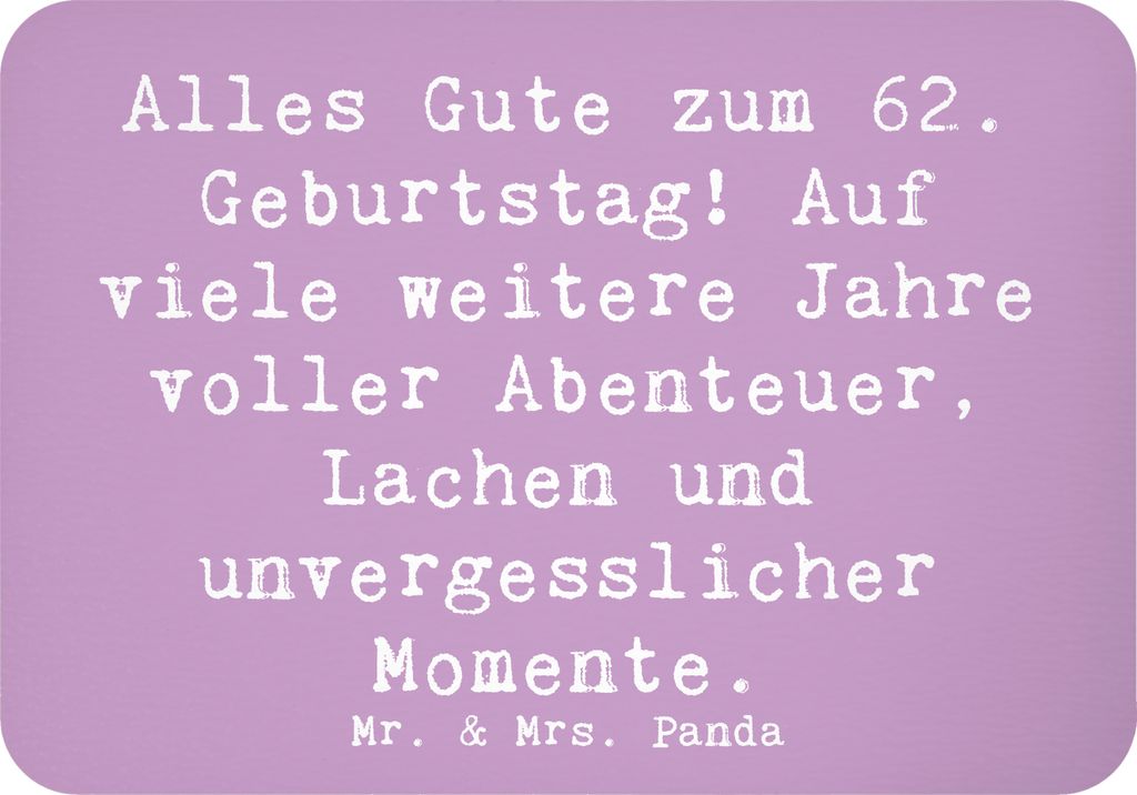 Mr. & Mrs. Panda magnet Spruch 62. Geburtstag - Lavendeltraum - Geschenk, Happy Birthday, Kühlschrankmagnet, Weisheit, Jubiläum, Pinnwandmagnet, ...