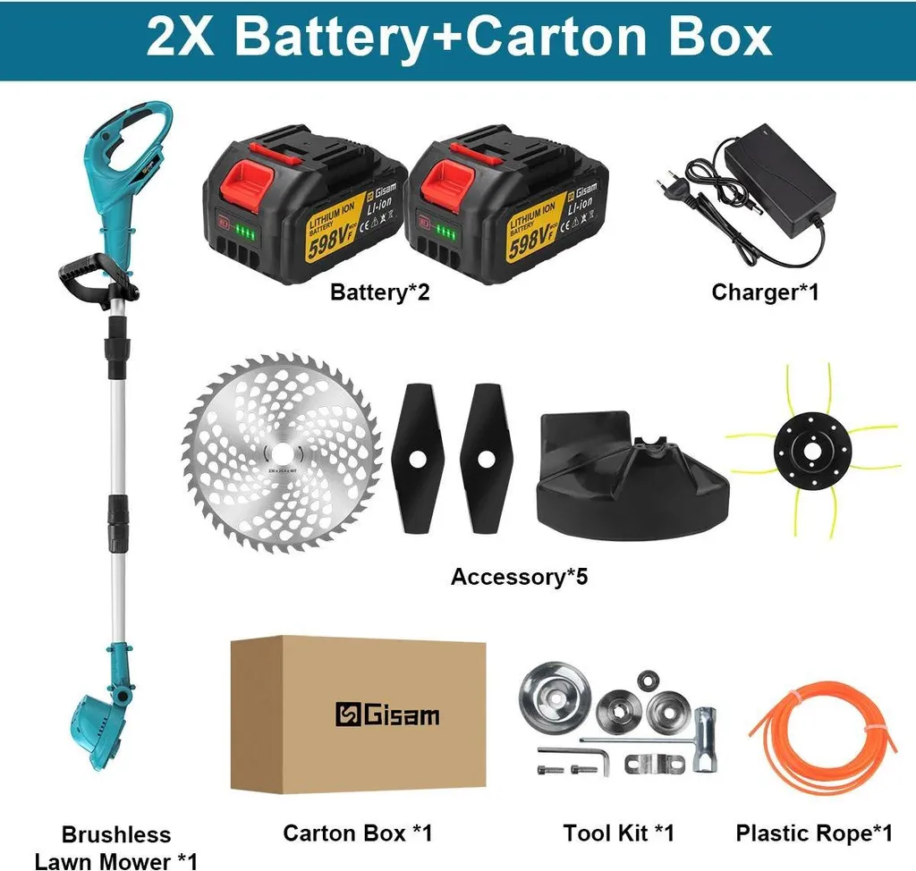 Coupe-bordures sans fil moteur brushless 25,4 cm avec 2 batteries 18V