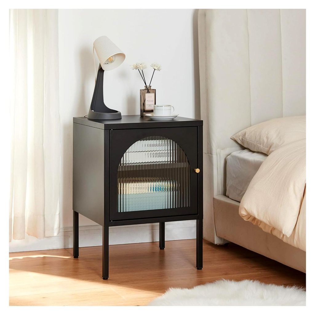 Nachtschrank Karlskrona Nachttisch Nachtkommode Beistelltisch Nachtkästchen 60x42,5x40 cm Schwarz, matt