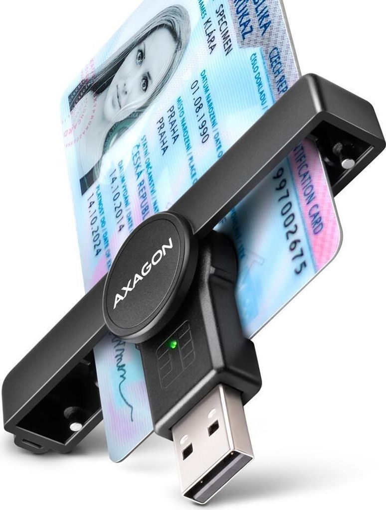 AXAGON CRE-SMPA Faltbarer Taschen-USB-A-Kontakt Chipkartenleser. Geeignet für eCitizen-Anwendungen.