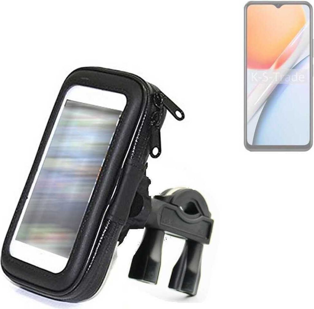 K-S-Trade Fahrrad-Halterung kompatibel mit Vivo G2 Handy-Halterung Halter Lenkstange Fahrradhalterung Motorrad Bike Mount Wasserabweisend regensicher