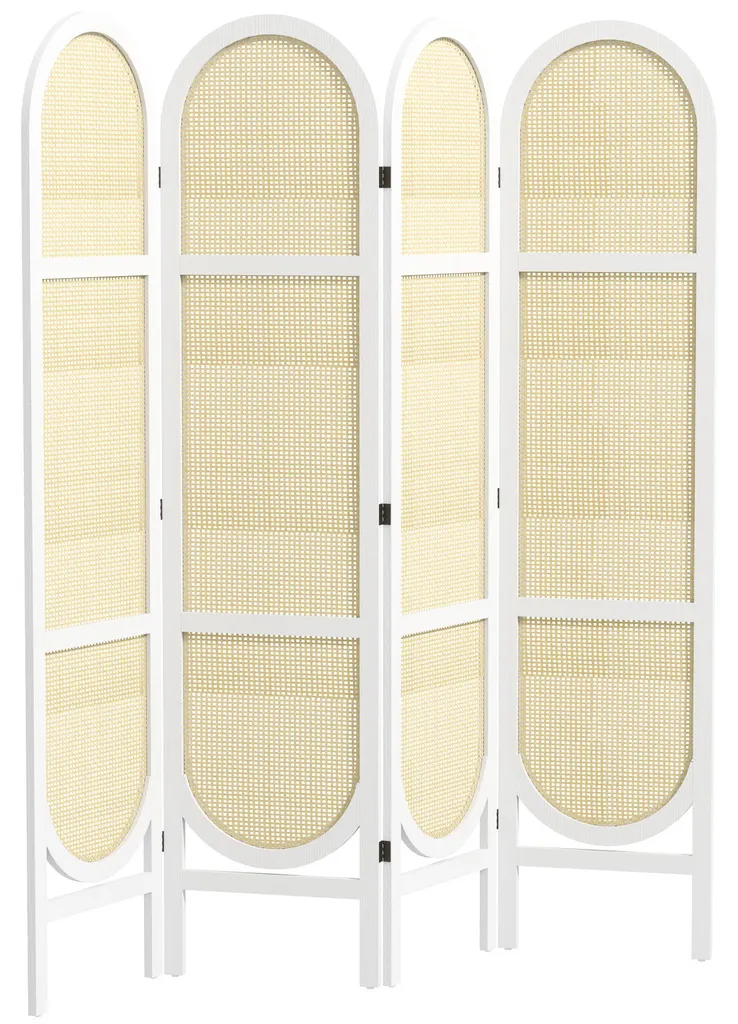 Paravent 4 panneaux blanc 170x160 cm pour cacher le désordre sans travaux