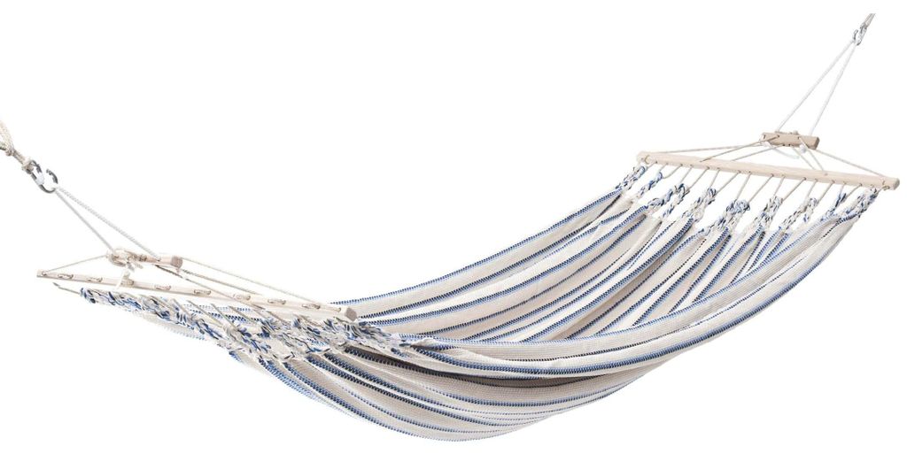 Chico Doppel-Stabhängematte Baumwolle weiß-blau Hängematte