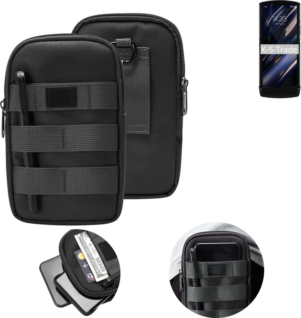 K-S-Trade Holster Gürtel Tasche kompatibel mit Motorola Razr (2019) Handy Tasche Schutz Hülle dunkel-grau viele Fächer, 1x