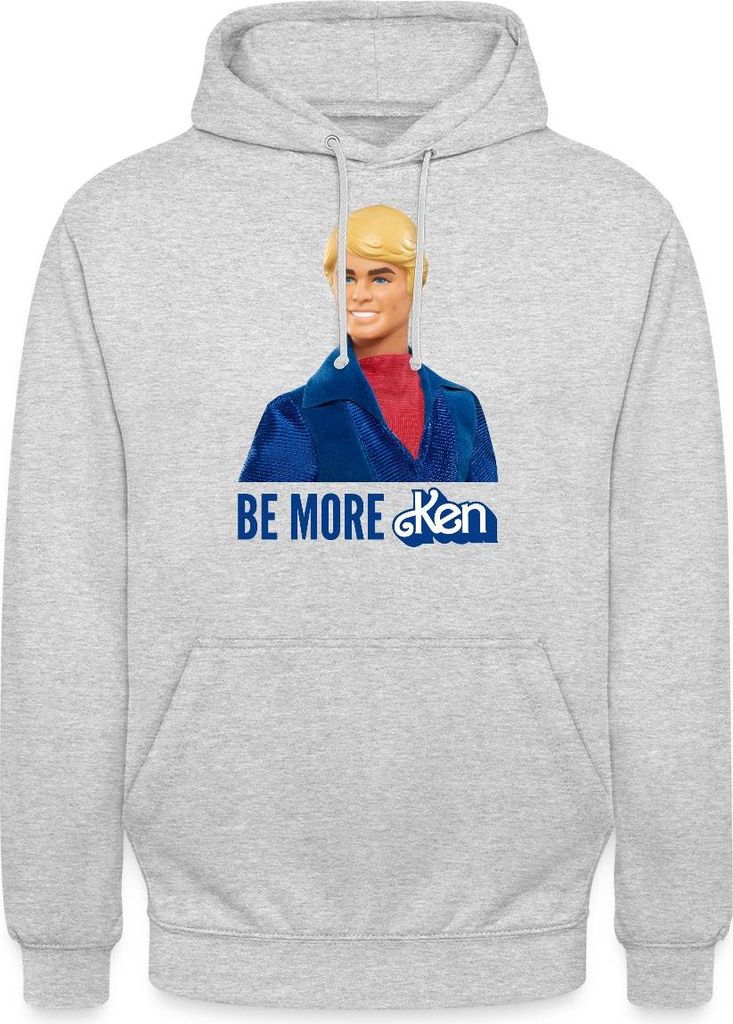 Spreadshirt Barbie Ken Design Mit Spruch Be More Ken Uni Hoodie, L, Hellgrau meliert
