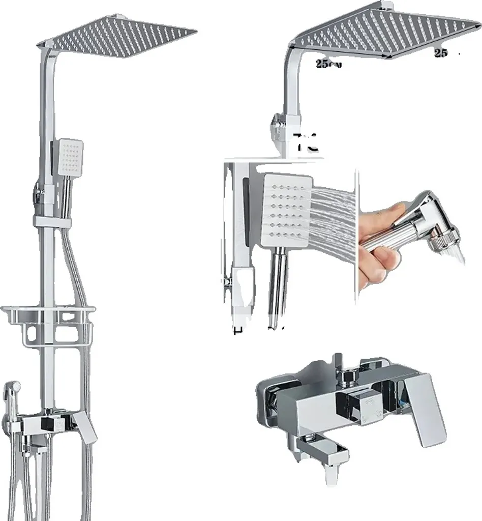 Miscelatore Doccia Design Multifunzionale Ottone 4 Vie 10" B