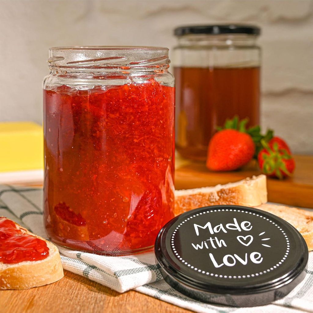Einmachgläser mit Deckel - Einmachgläser - 500 ml - Schraubdeckel - Etiketten & Stift - Luftdicht - Spülmaschinenfest - Geschenk Einmachgläser ...